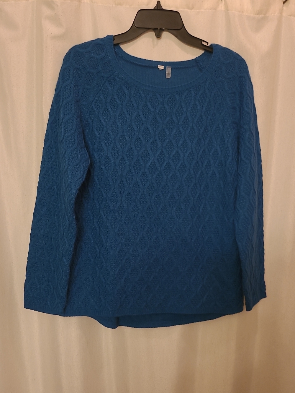 Source Unknown Vibrant Blue Cable Knit Crewneck Sweater